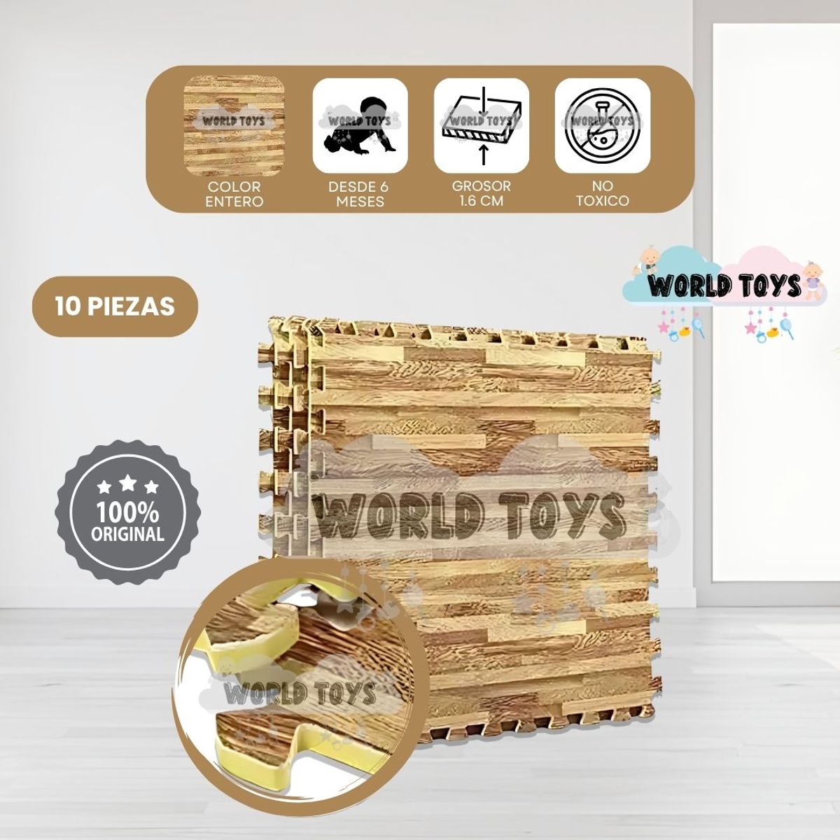 BABY - Piso Rompecabezas para Bebés «COMFY WOOD» 1.6 Wood