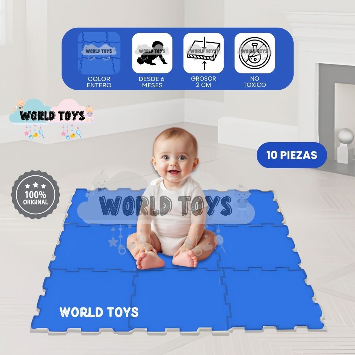 Piso Rompecabezas «COLOR FLOOR PLUS» 2.0 Blue, marca Baby - Foto Principal