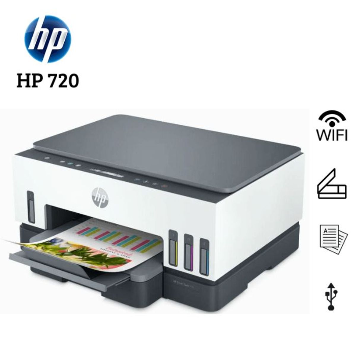 HP - Impresora Multifuncional HP Smart Tank 720 Tinta Continua Dúplex