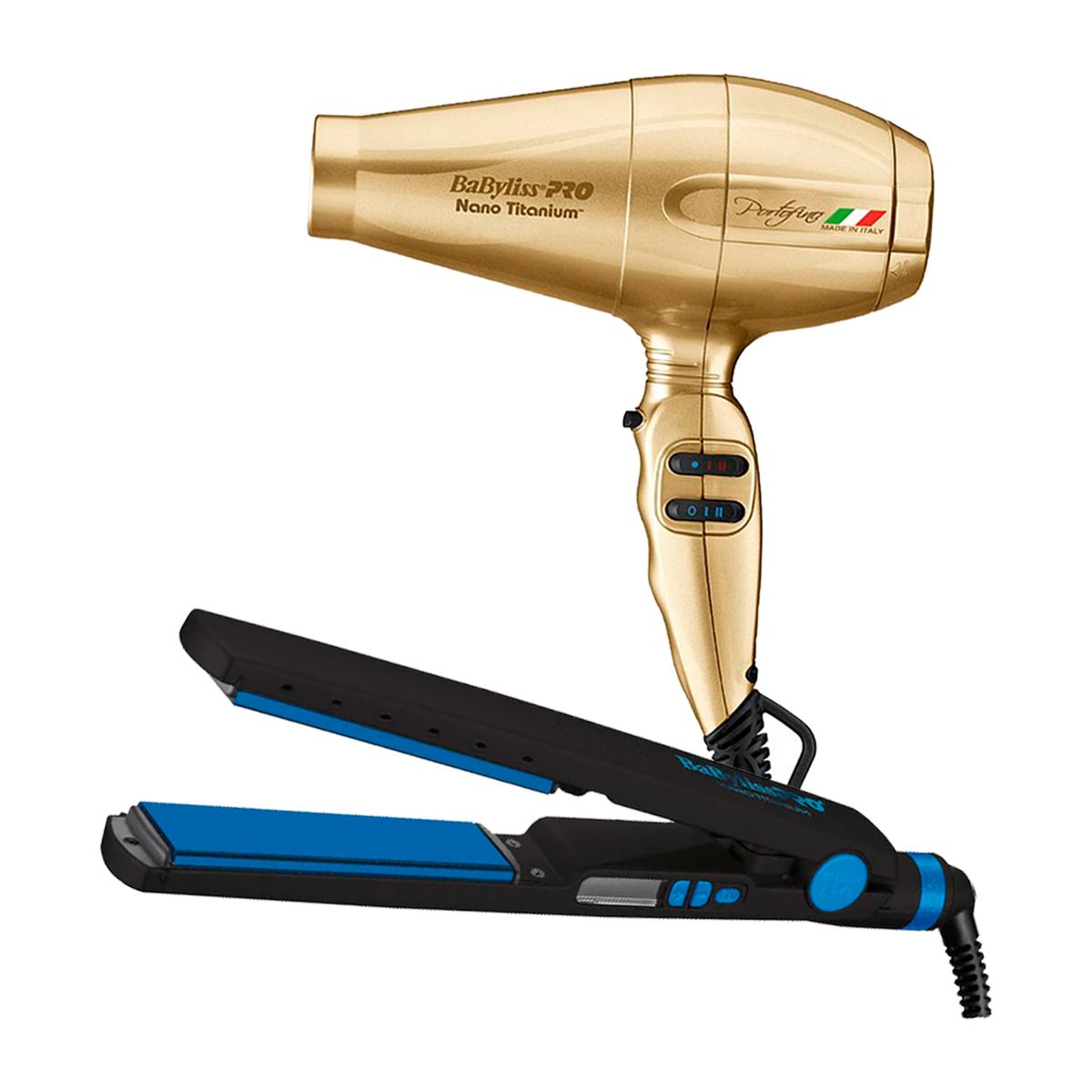 BABYLISS PRO - Combo BabylissPRO AlisadoraBNTMB4091TPE y Secador Portofino Dorado