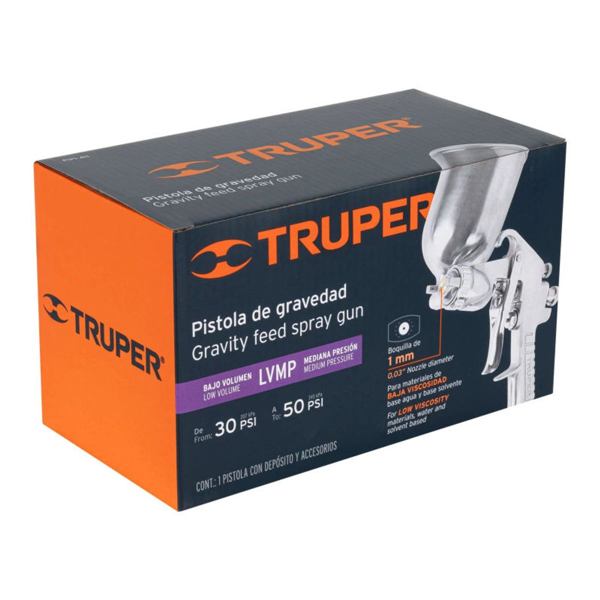 TRUPER - Pistola para pintar gravedad LVMPvaso aluminio boquilla 10mm - 11989