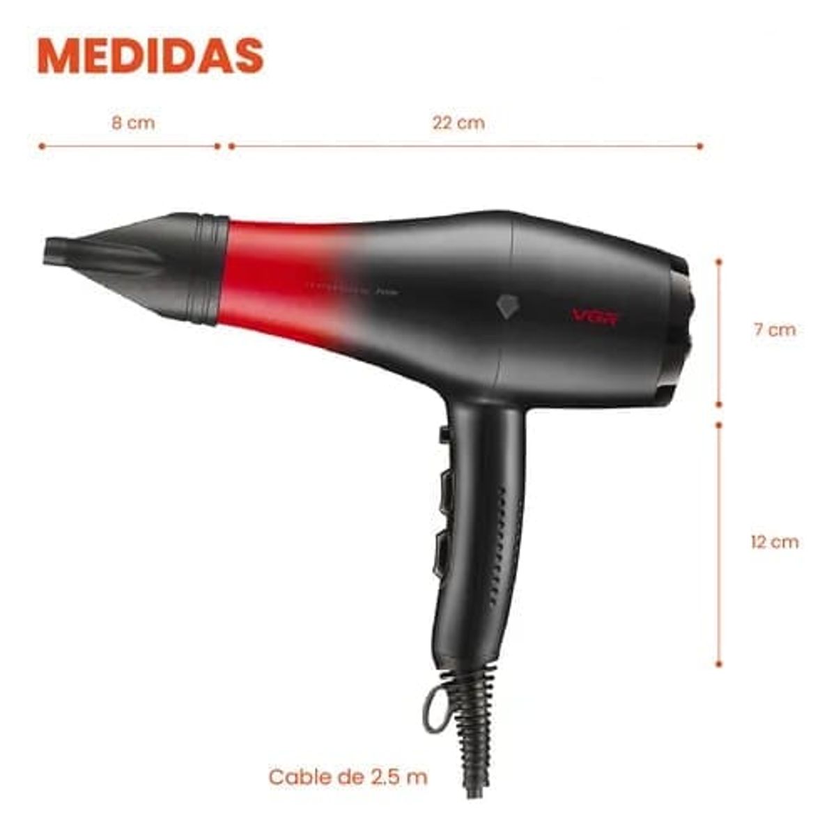 GENERICO - Secadora de Cabello Profesional VGR  V-462