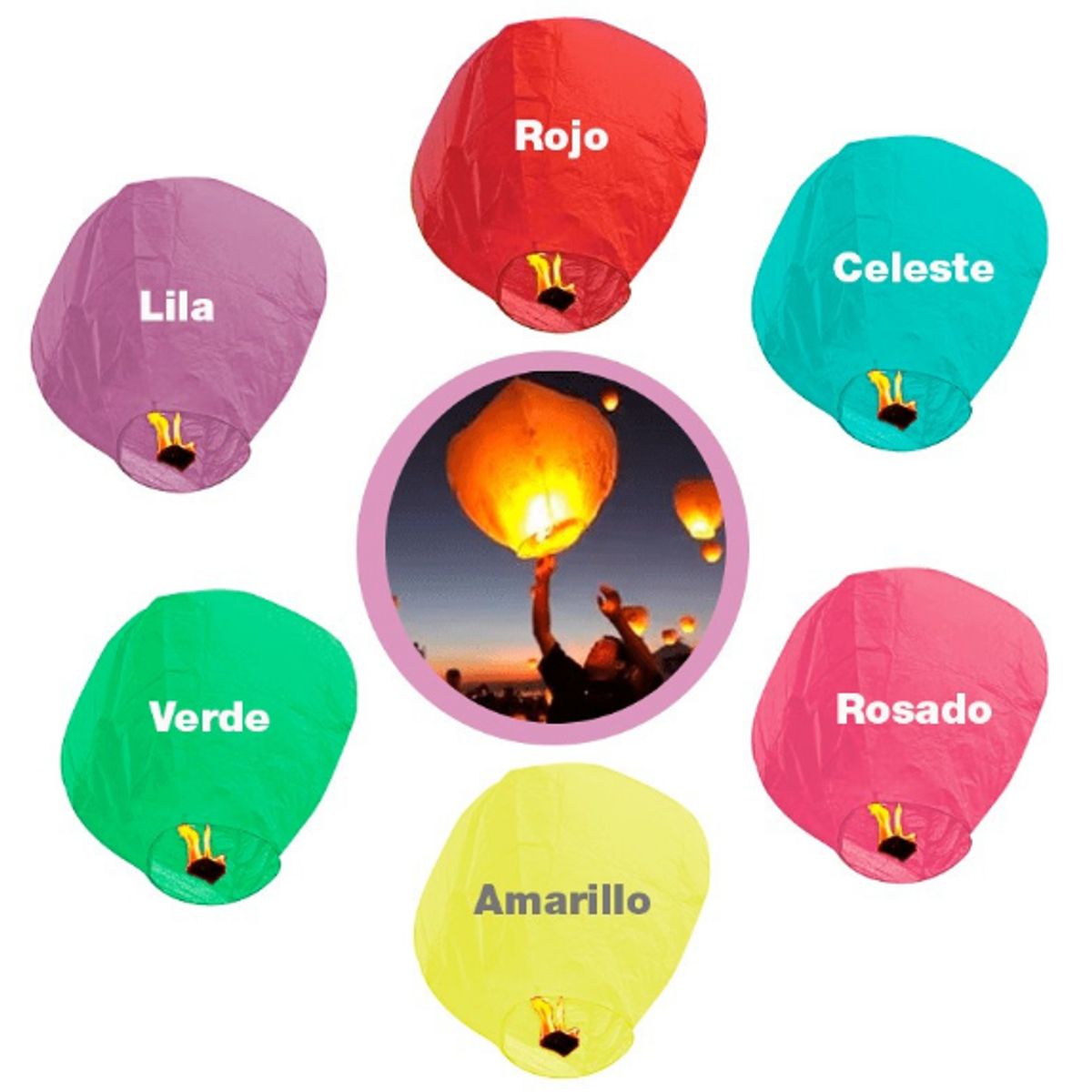 GENERICO - Globos de cantoya pack x 1 unidades