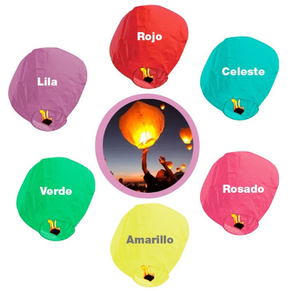 GENERICO - Globos de cantoya pack x 1 unidades