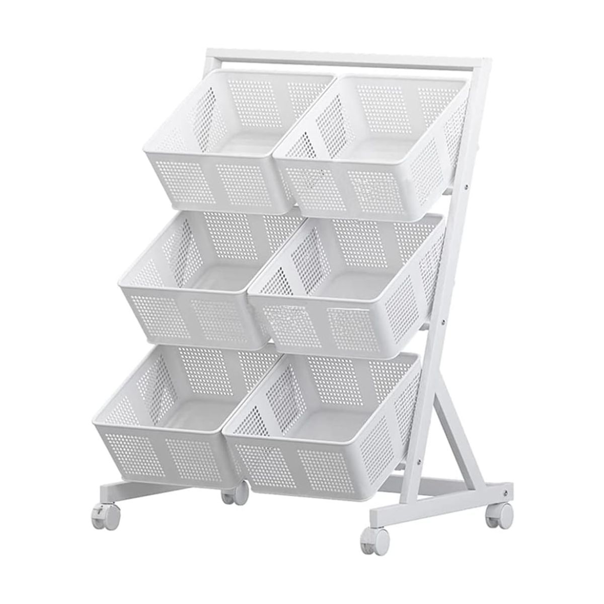 GENERICO - CESTO VERDULERO DE 3 NIVELES CON 6 COMPARTIMIENTOS COLOR BLANCO