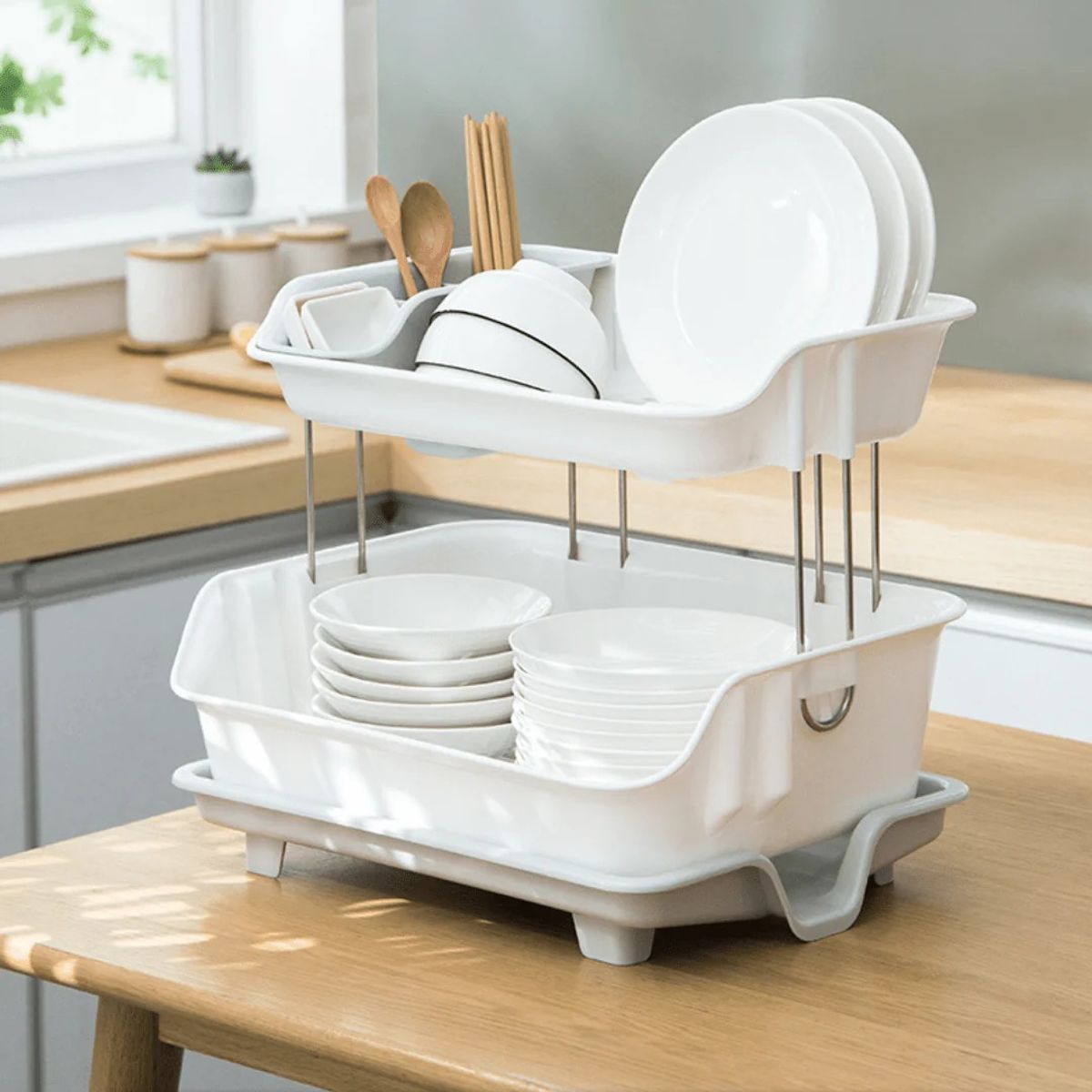 GENERICO - Escurridor De Platos De 02 Niveles - Gris