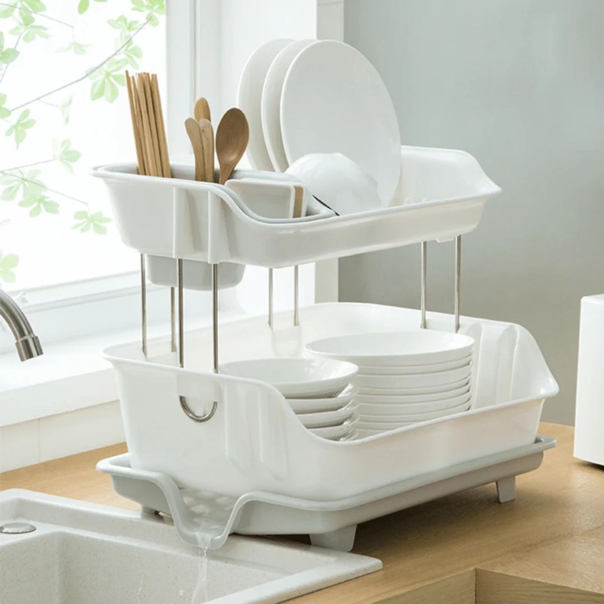 GENERICO - Escurridor De Platos De 02 Niveles - Gris