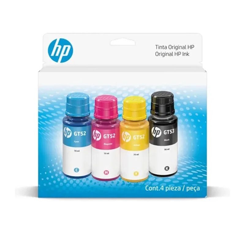 HP - Pack de 4 botellas de tinta HP GT53/GT52 ( Negro/colores )