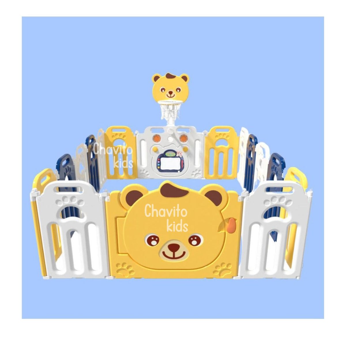 GENERICO - CORRAL PLEGABLE CON PIZARRA MUSICAL AMARILLO CAZUL