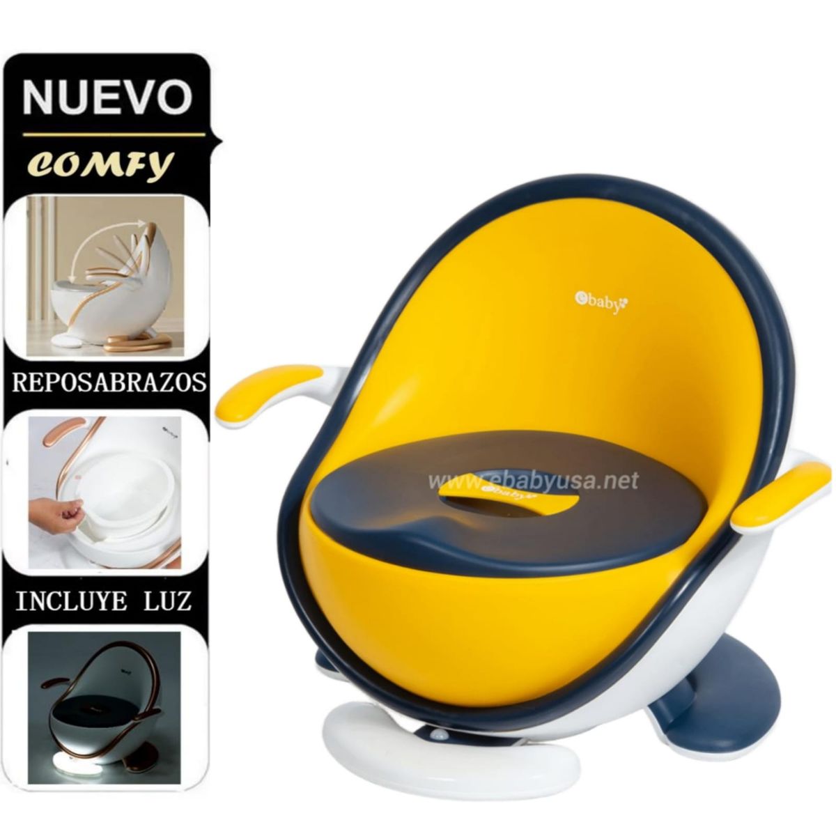 EBABY - Bacín Entrenador COMFY con luces y accesorio removible AZUL