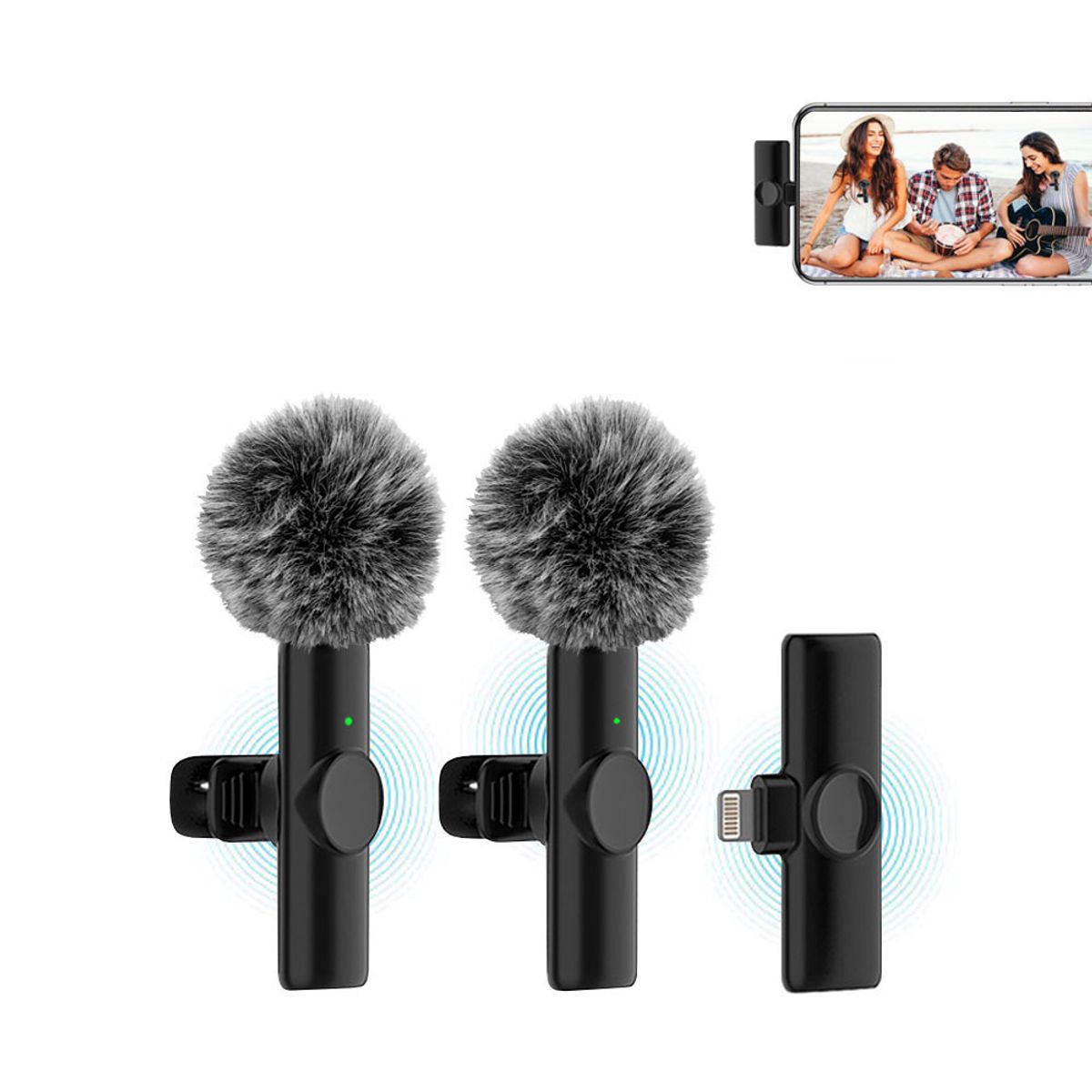 OEM - Micrófonos Inalámbricos 2 en 1 K11 Lightning con filtros de peluche