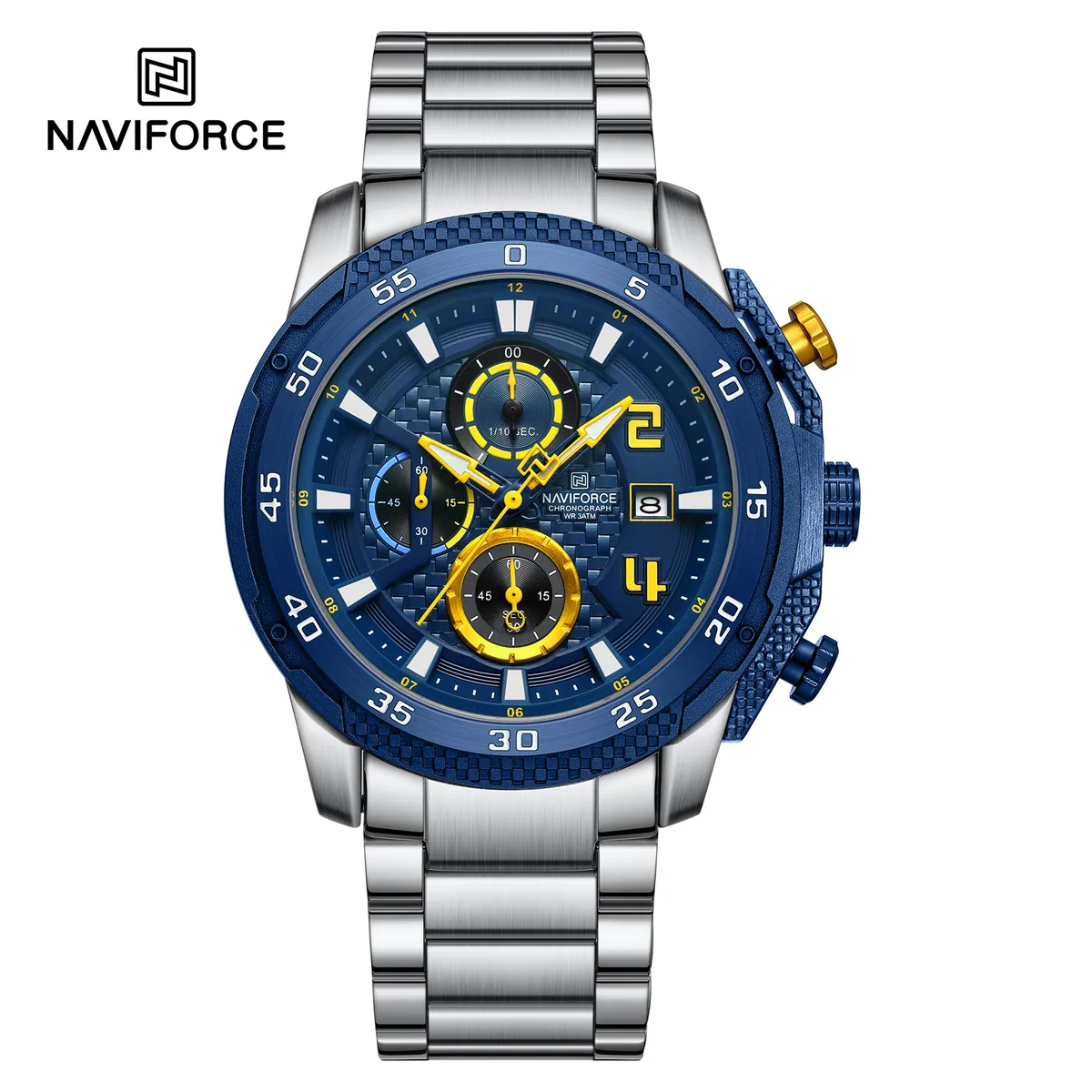 NAVIFORCE - Reloj Naviforce para Hombre NF8047 Plata Multifunción Inoxidable Crono