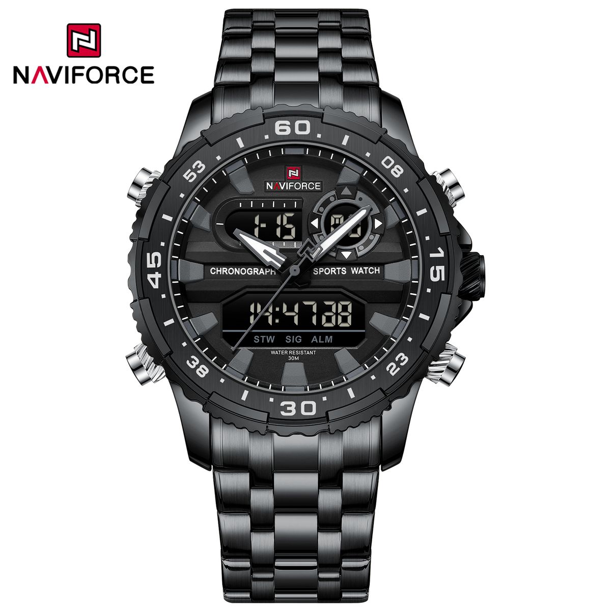NAVIFORCE - Reloj Naviforce para Hombre NF9234 Negro Digital Analógico Inoxidable
