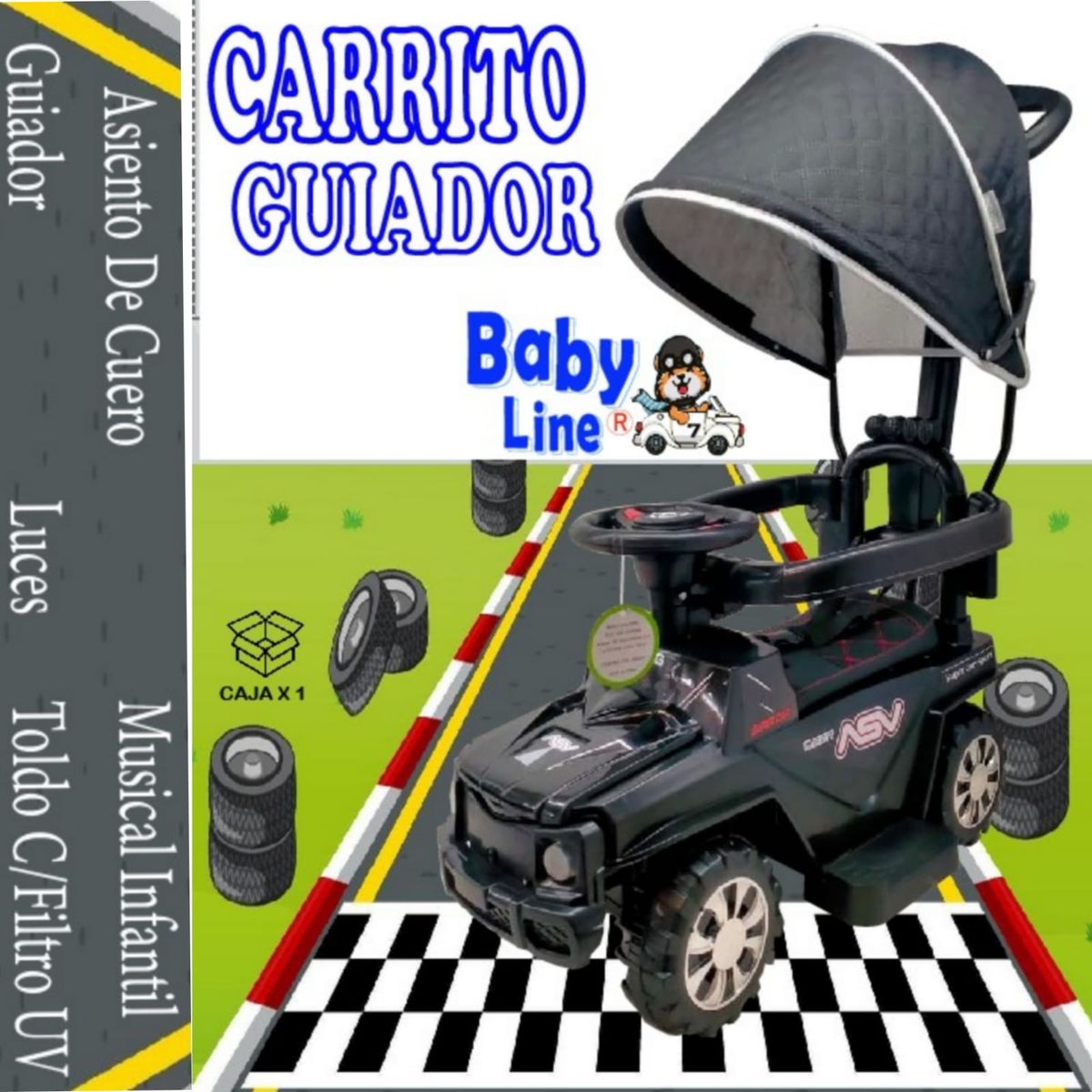 GENERICO - Buggie Guiador Musical Luces 3 en 1 con Desmonta NEGRO