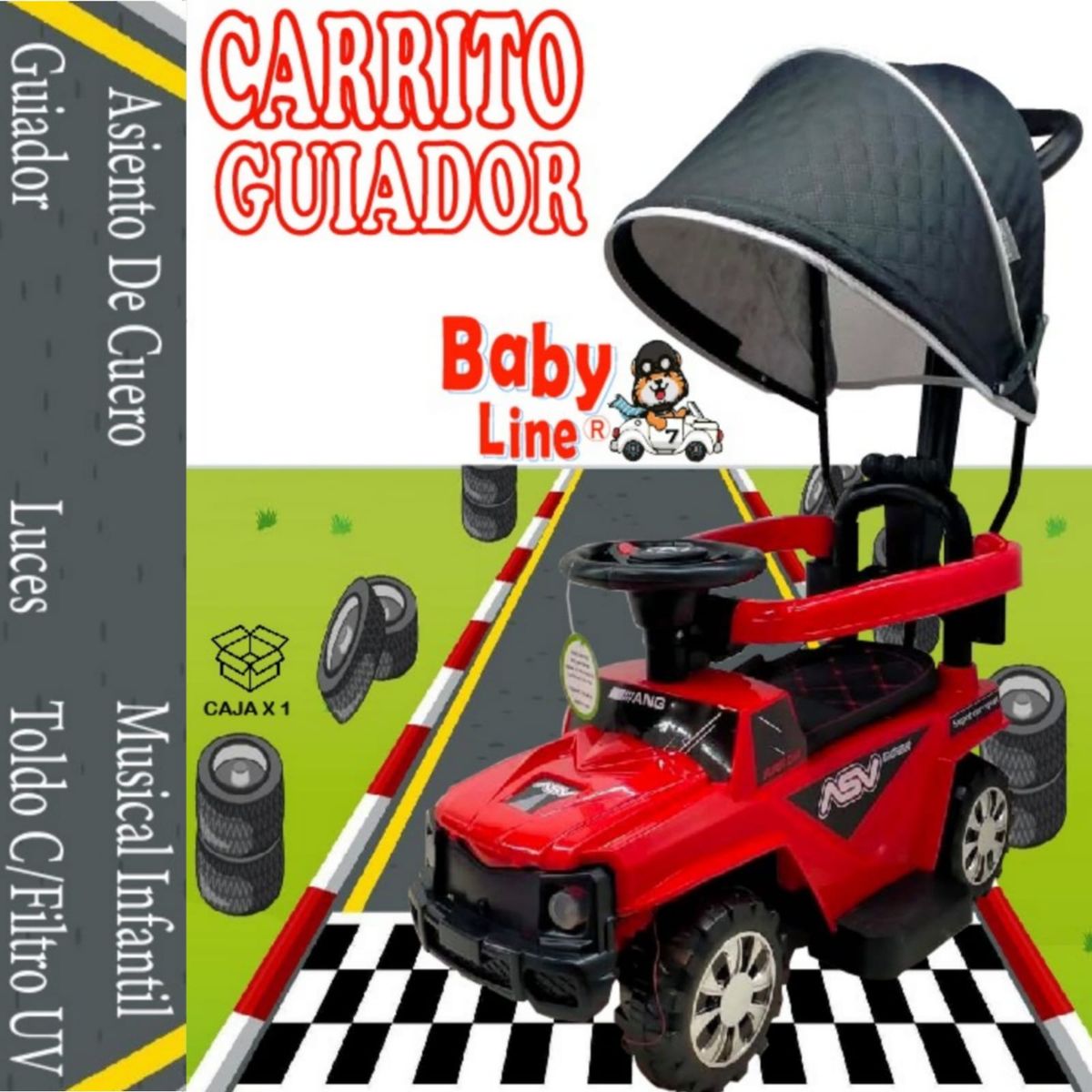 GENERICO - Buggie Guiador Musical Luces 3 en 1 con Desmonta ROJO