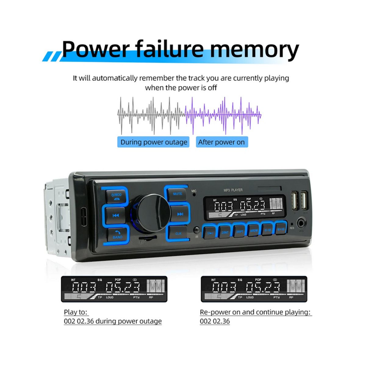 GENERICO - Autoradio fm bluetooth radio para auto carro control usb rca led