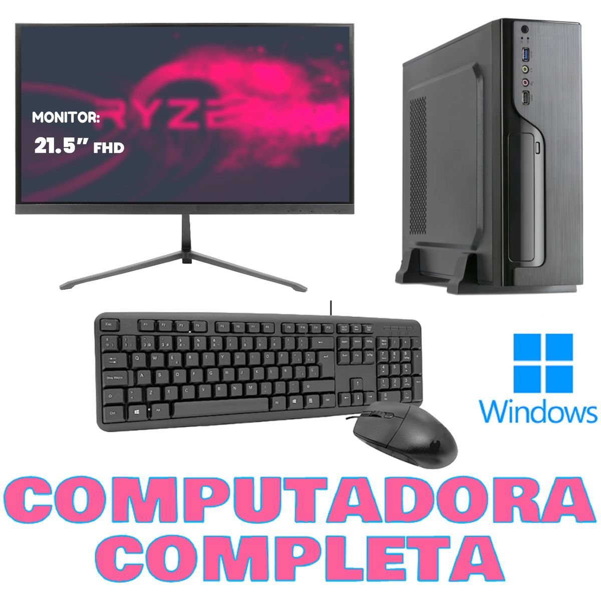 AMD - Computadora MINI PC RYZEN 5 5600GT RAM 16Gb SSD 500Gb pequeño Cpu Monitor Teclado mouse