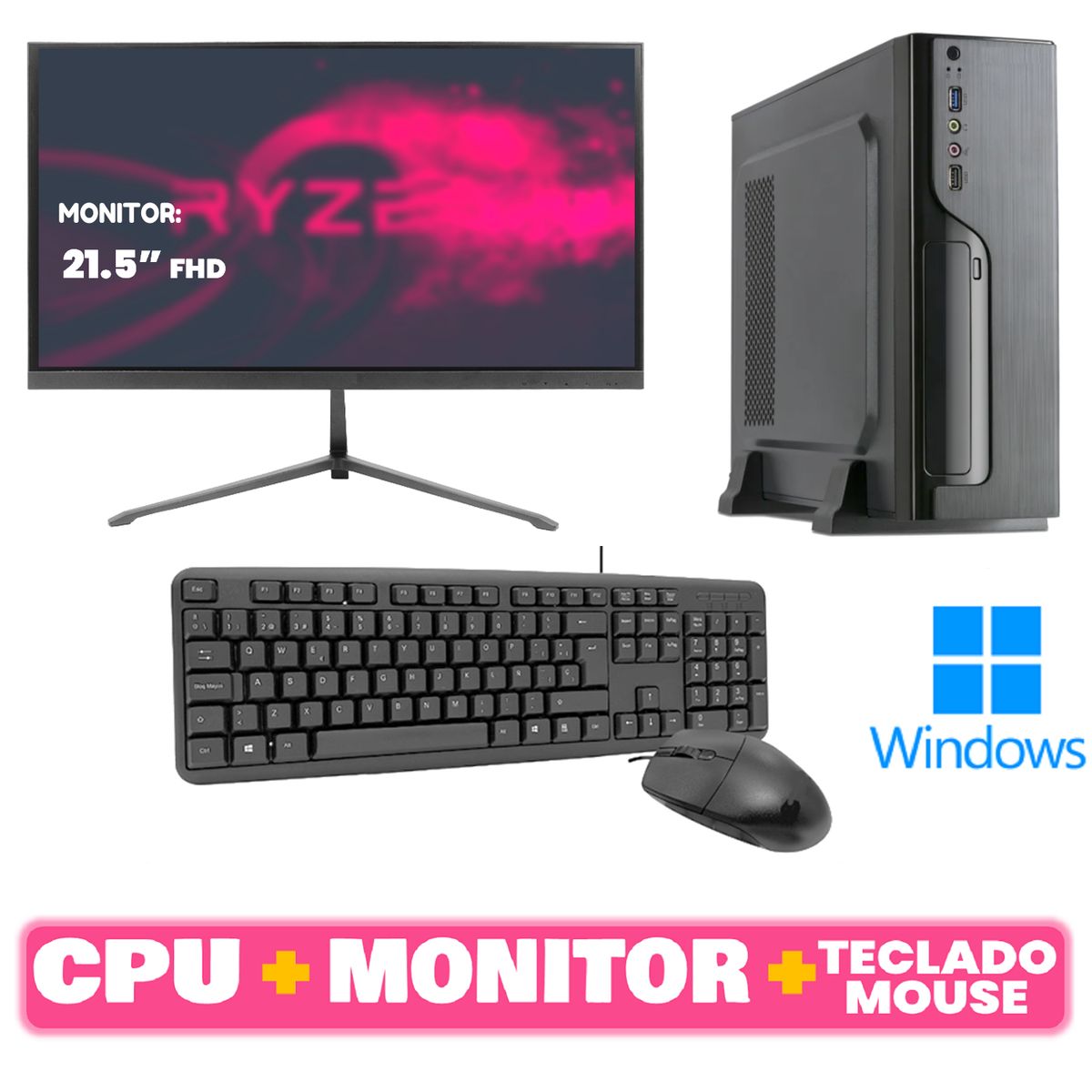 AMD - Computadora MINI PC RYZEN 5 5600GT RAM 32Gb SSD 240Gb pequeño Cpu Monitor Tecla