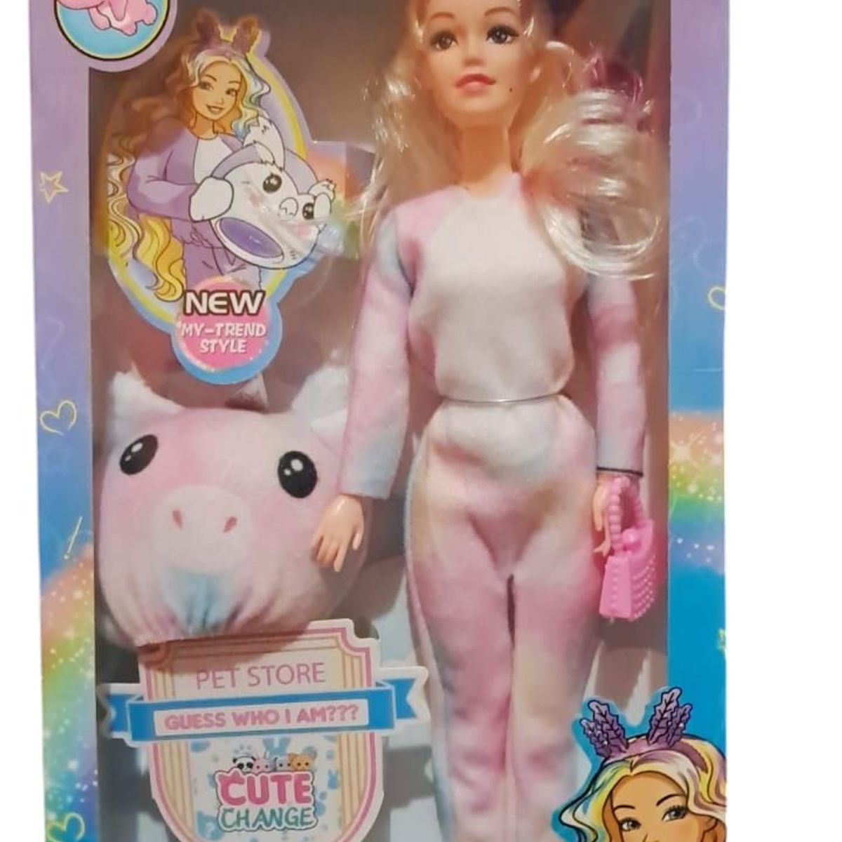 GENERICO - MUÑECA CUTE CHANGE DISFRACES OSITA ROSADA CON OREJITAS