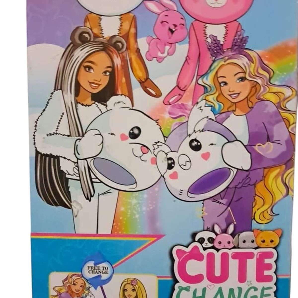 GENERICO - MUÑECA CUTE CHANGE DISFRACES OSITA ROSADA CON OREJITAS