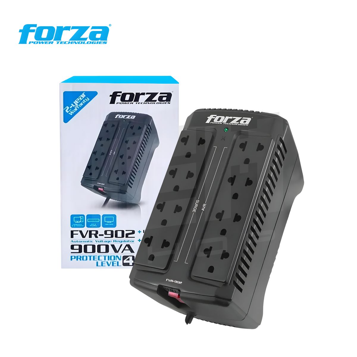 FORZA - Estabilizador Forza FVR-902 (900va / 450w) 8 tomas