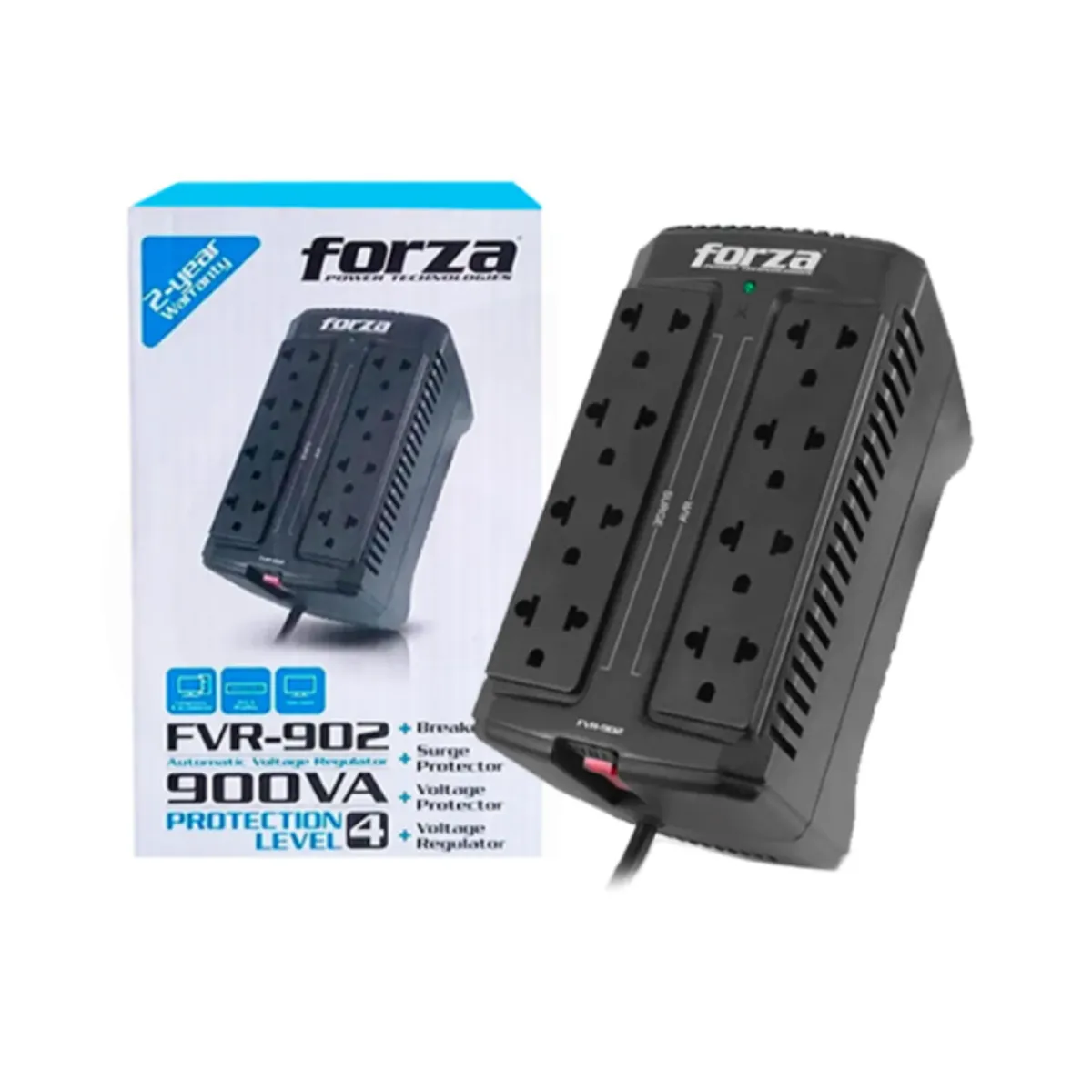 FORZA - Estabilizador Forza FVR-902 (900va / 450w) 8 tomas