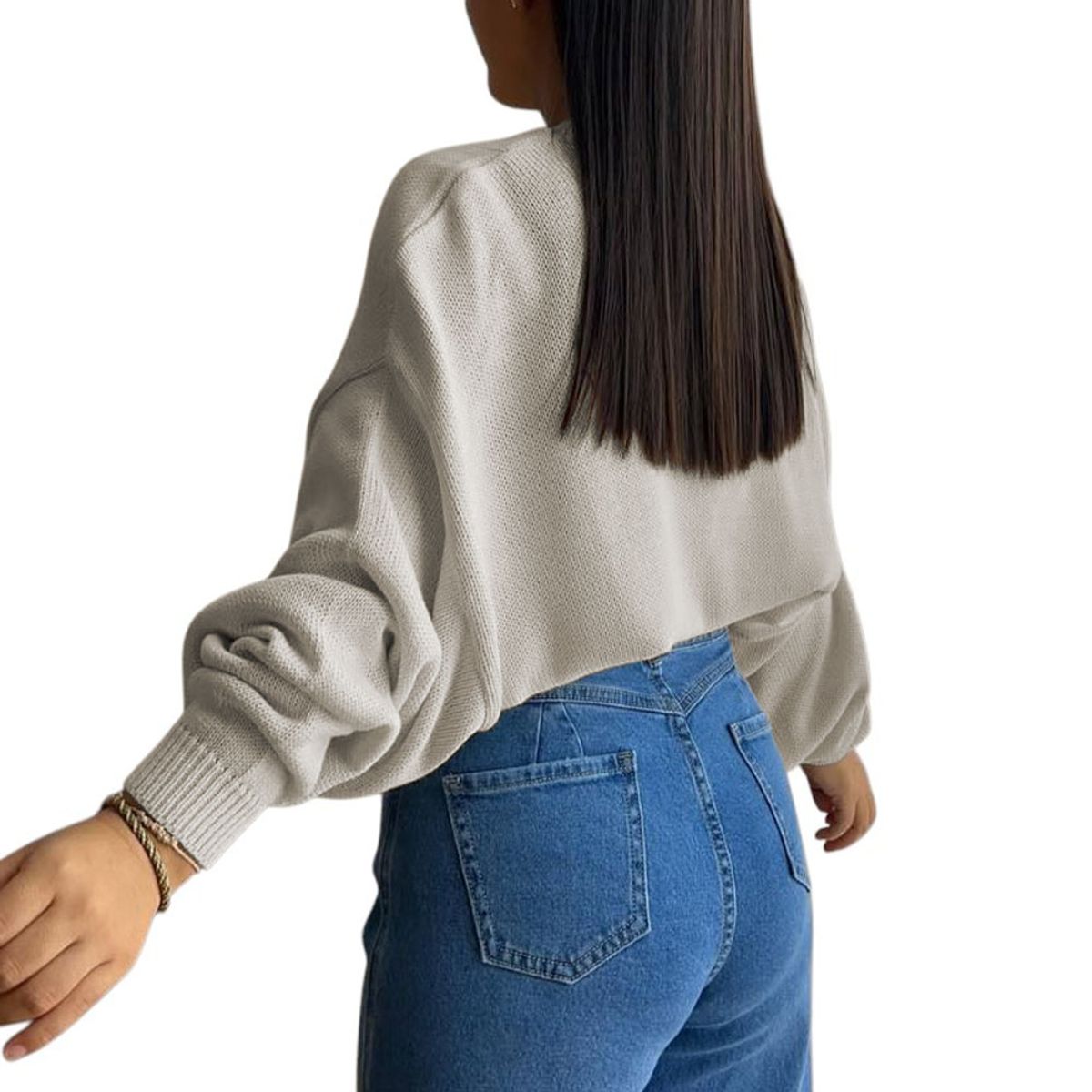 GENERICO - Sueter Mujer Hilo Cerada Mlarga 359G-25 Color Hueso