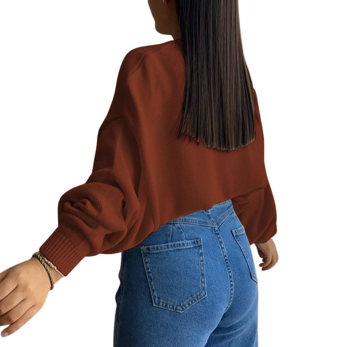 GENERICO - Sueter Mujer Hilo Cerada Mlarga 359G-25 Color Ladrillo