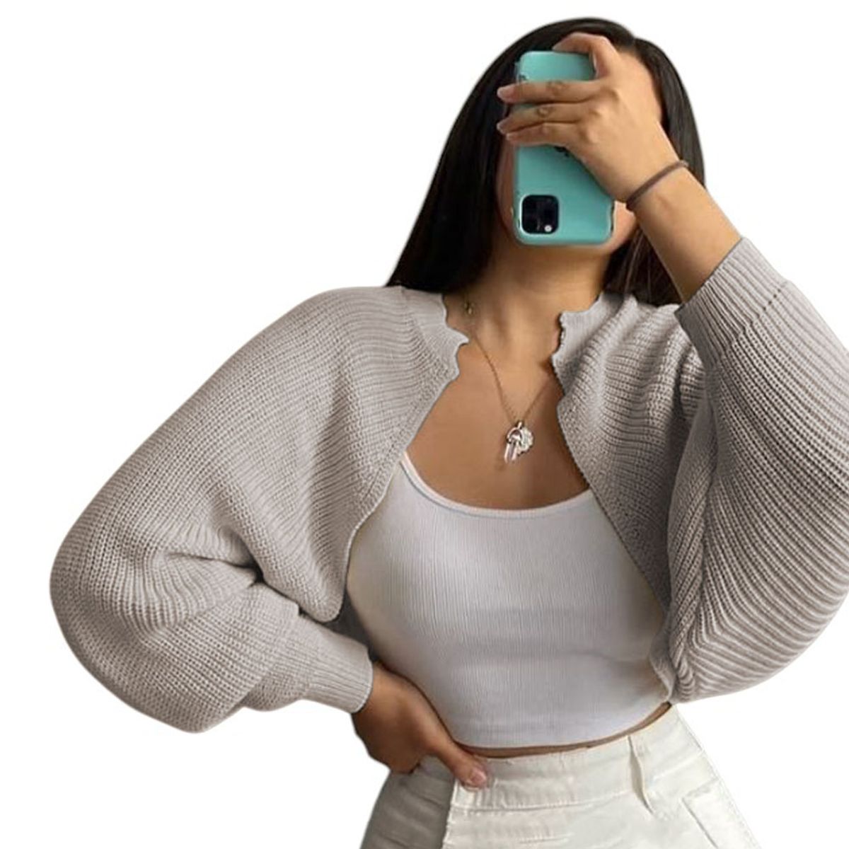 GENERICO - Sueter Mujer Hilo Mlarga Abierto 359G-21 Color Hueso