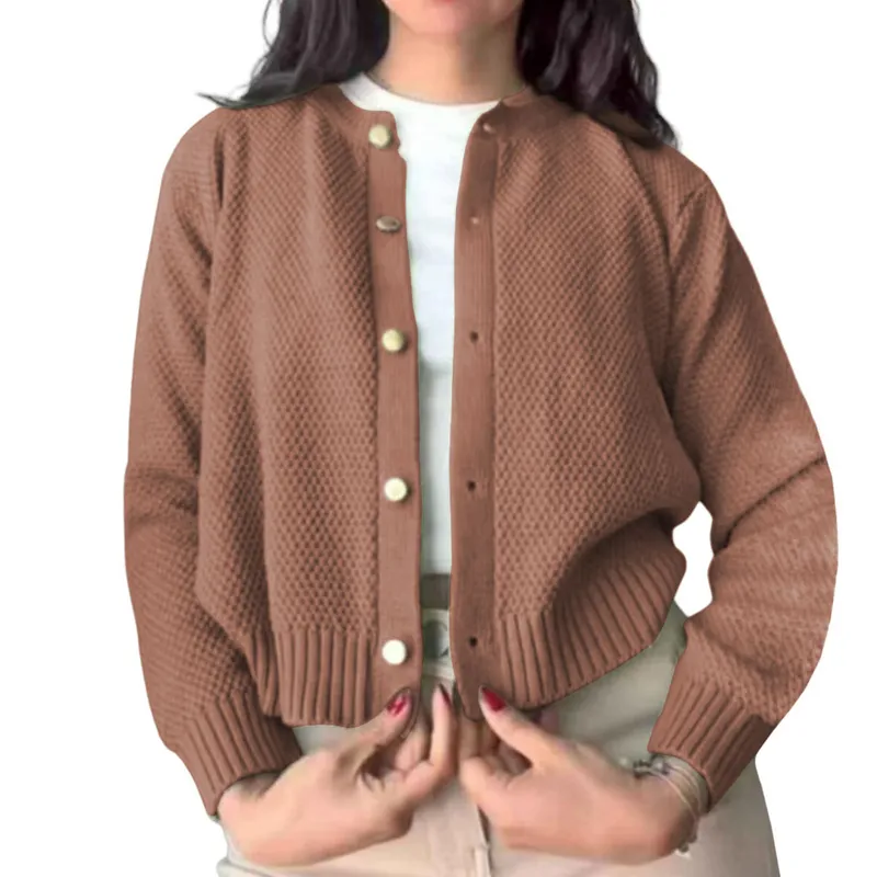 GENERICO - Chompa Mujer Hilo Botones Mlarga Melody 359G-24 Color Camello