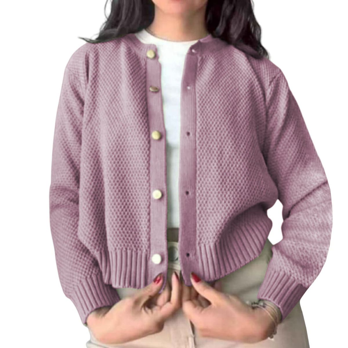 GENERICO - Chompa Mujer Hilo Botones Mlarga Melody 359G-24 Color Aceituna