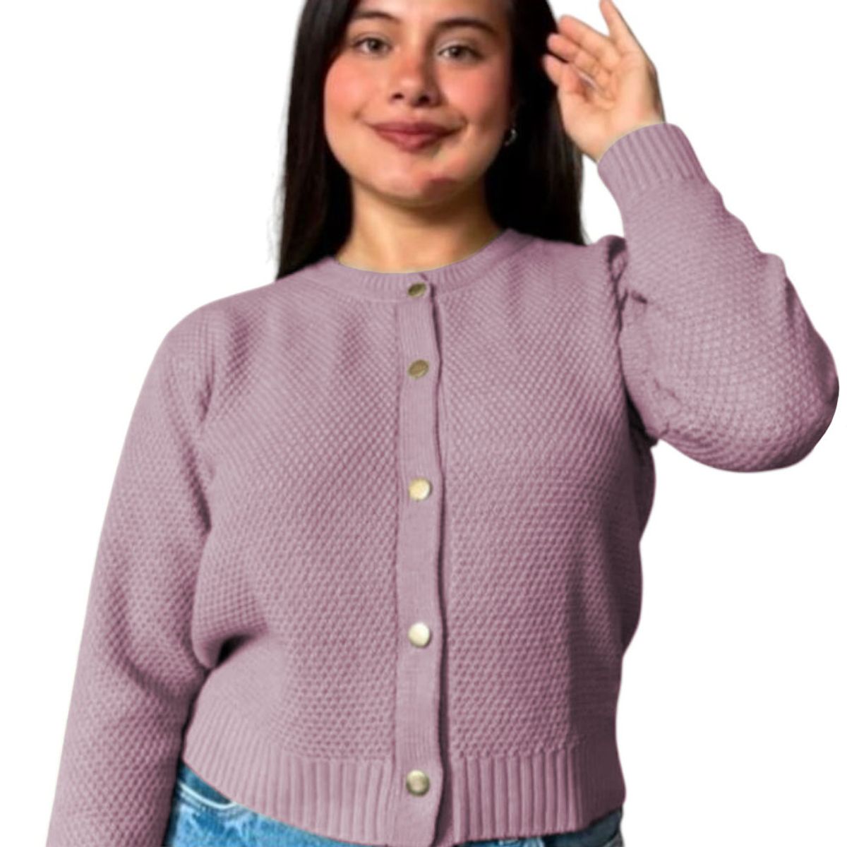 GENERICO - Chompa Mujer Hilo Botones Mlarga Melody 359G-24 Color Aceituna