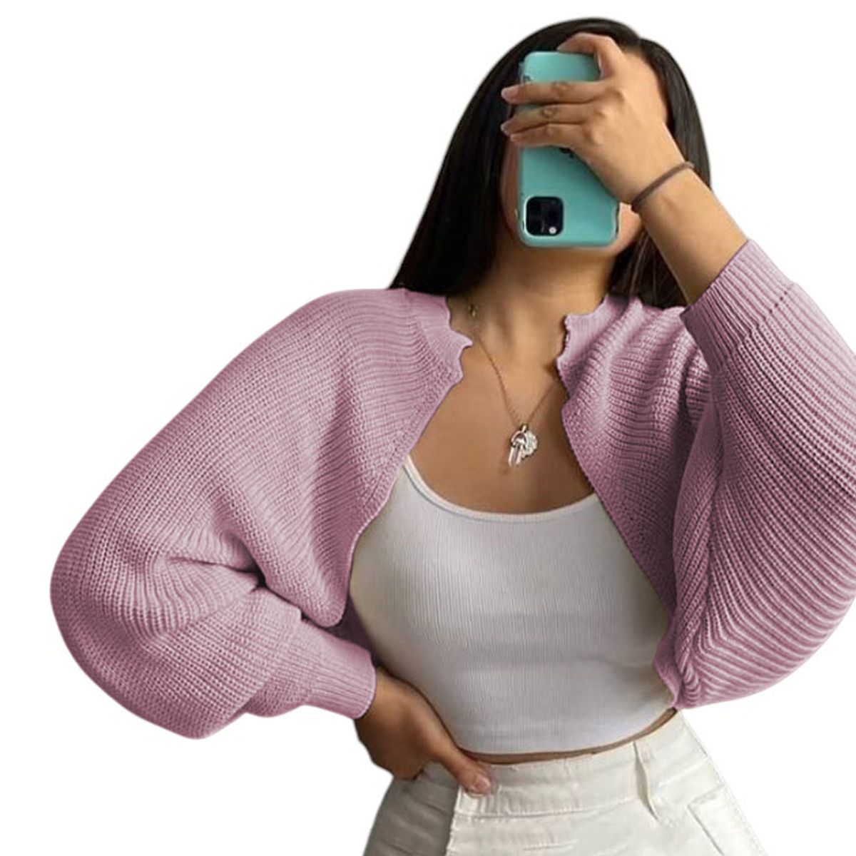 GENERICO - Sueter Mujer Hilo Mlarga Abierto 359G-21 Color Rosa