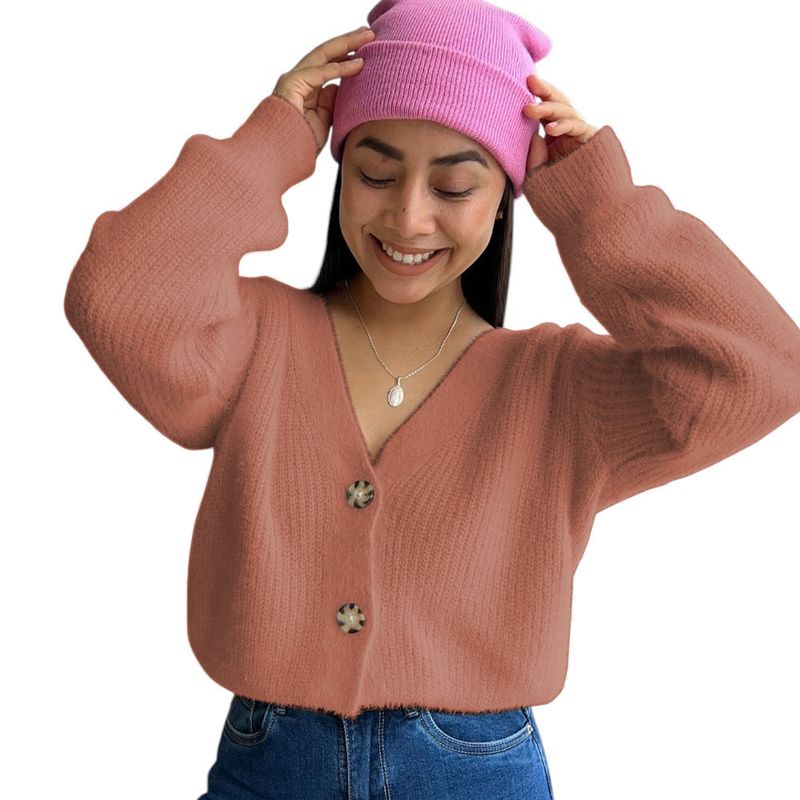 GENERICO - Chompa Mujer Mlarga Botones Moda 359G-25 Color Camel