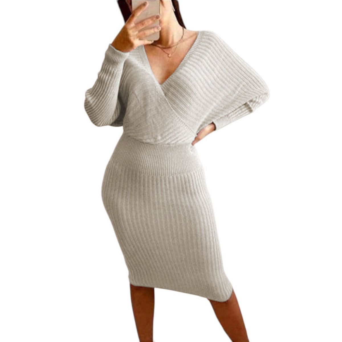 GENERICO - Vestido Mujer Hilo Cruzado Mlarga 359G-27 Color Hueso