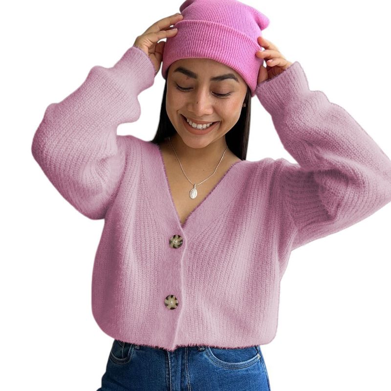 GENERICO - Chompa Mujer Mlarga Botones Moda 359G-25 Color Rosado