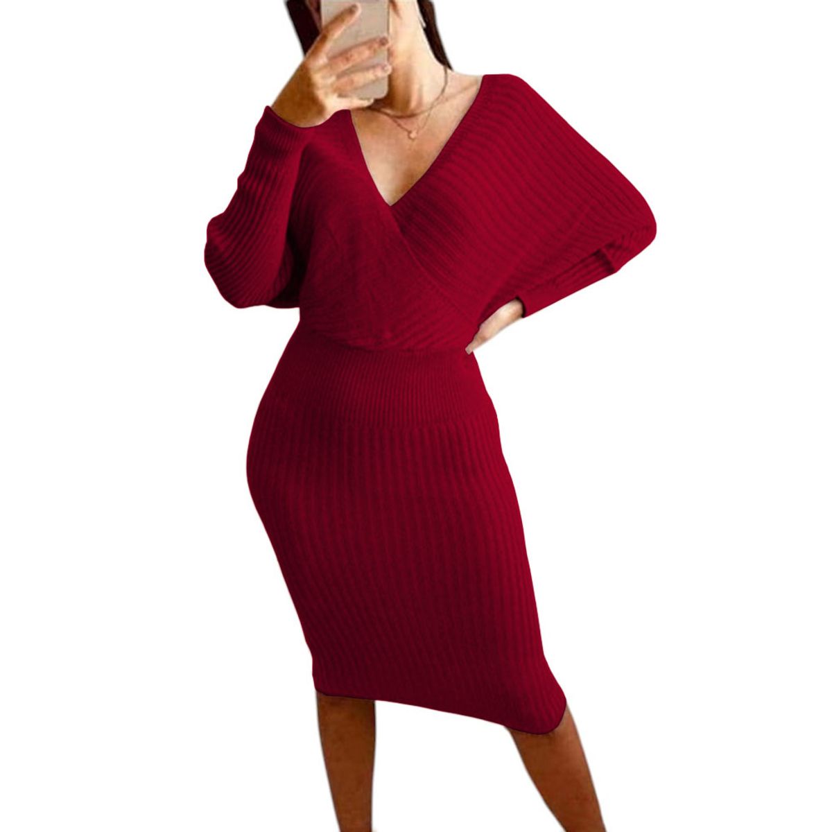 GENERICO - Vestido Mujer Hilo Cruzado Mlarga 359G-27 Color Vino