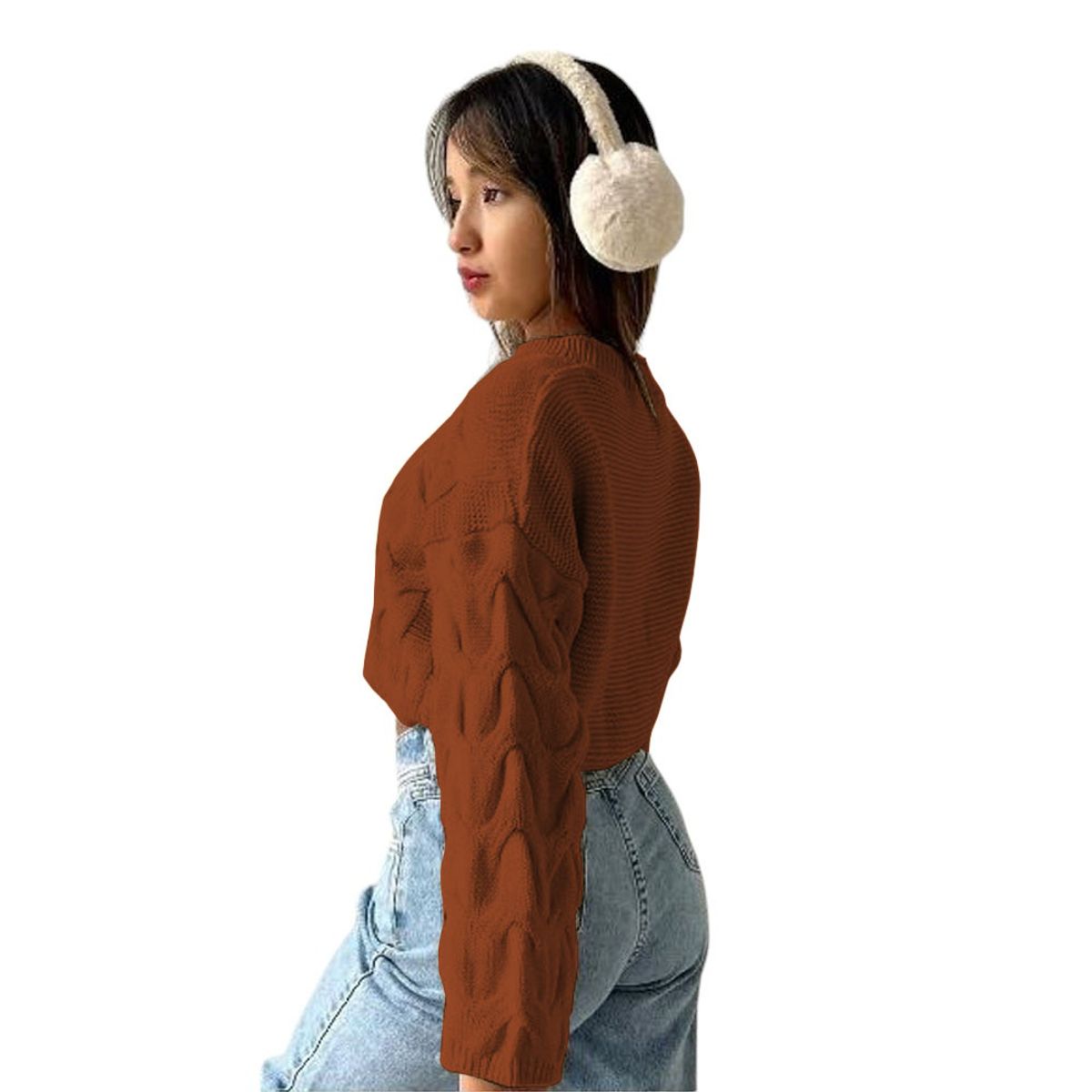 GENERICO - Chompa Mujer Hilo Clasico 359G-23 Color Caramelo