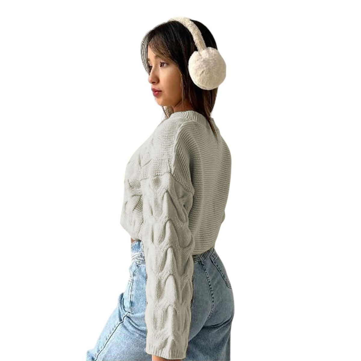 GENERICO - Chompa Mujer Hilo Clasico 359G-23 Color Hueso