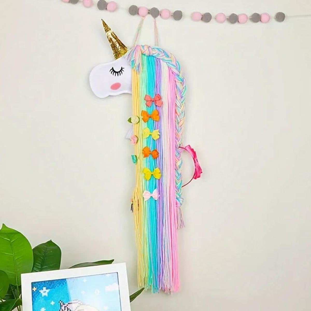 GENERICO - Organizador Unicornio de Lazos y Ganchos para Niña Arcoiris