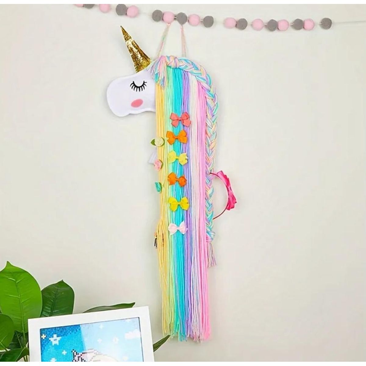 GENERICO - Organizador Unicornio de Lazos y Ganchos para Niña Arcoiris