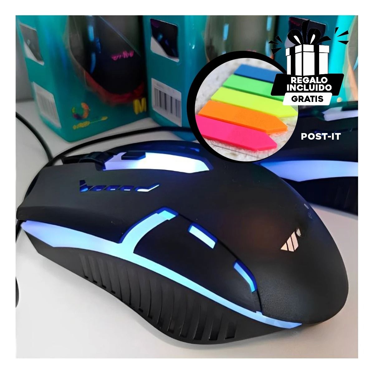 GENERICO - Pack6 Cursor Gamer para Compu Negro Y+Banderitas Adhesivas