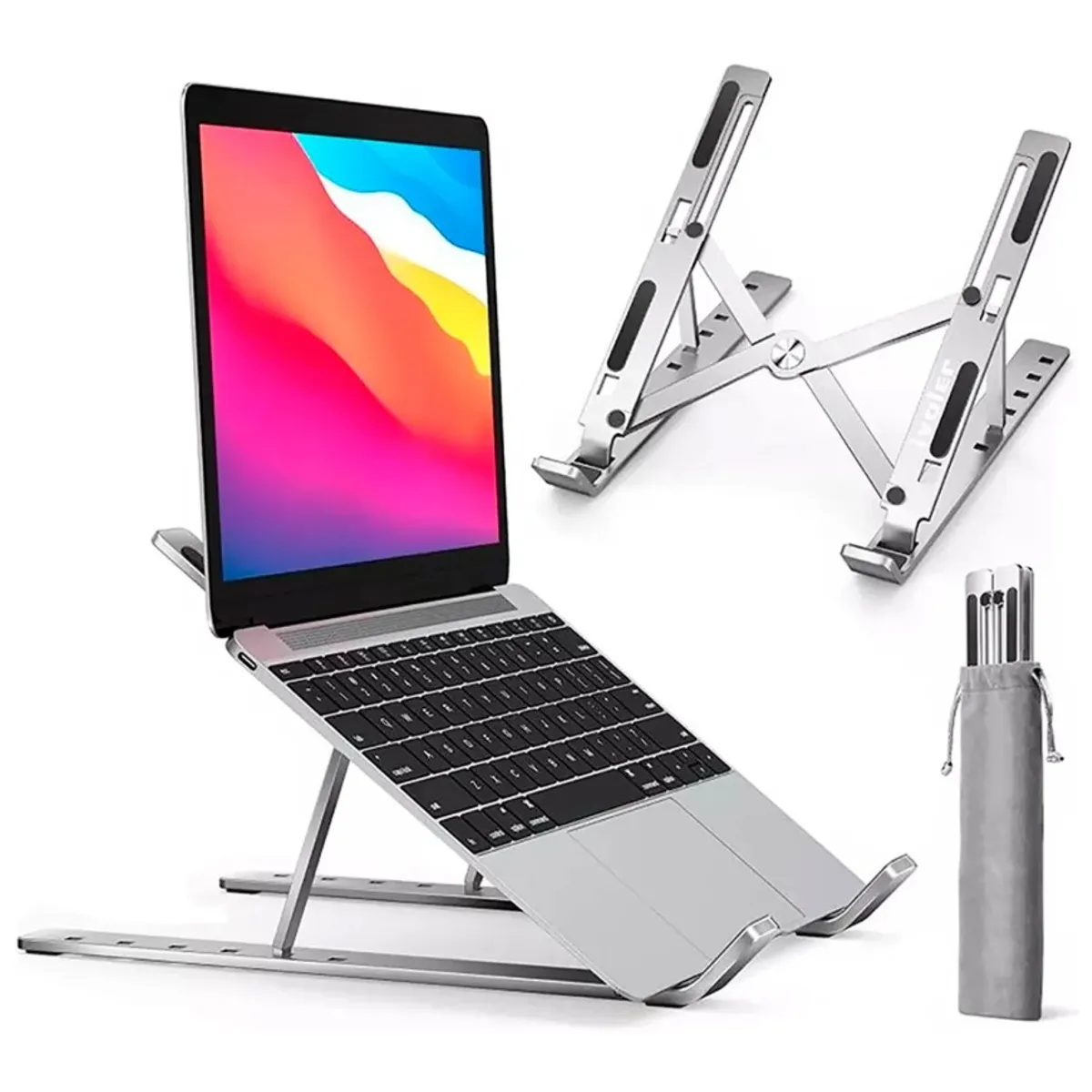 GENERICO - Soporte Aluminio Plegable Laptop Premium Portatil Multifunción - Plateado