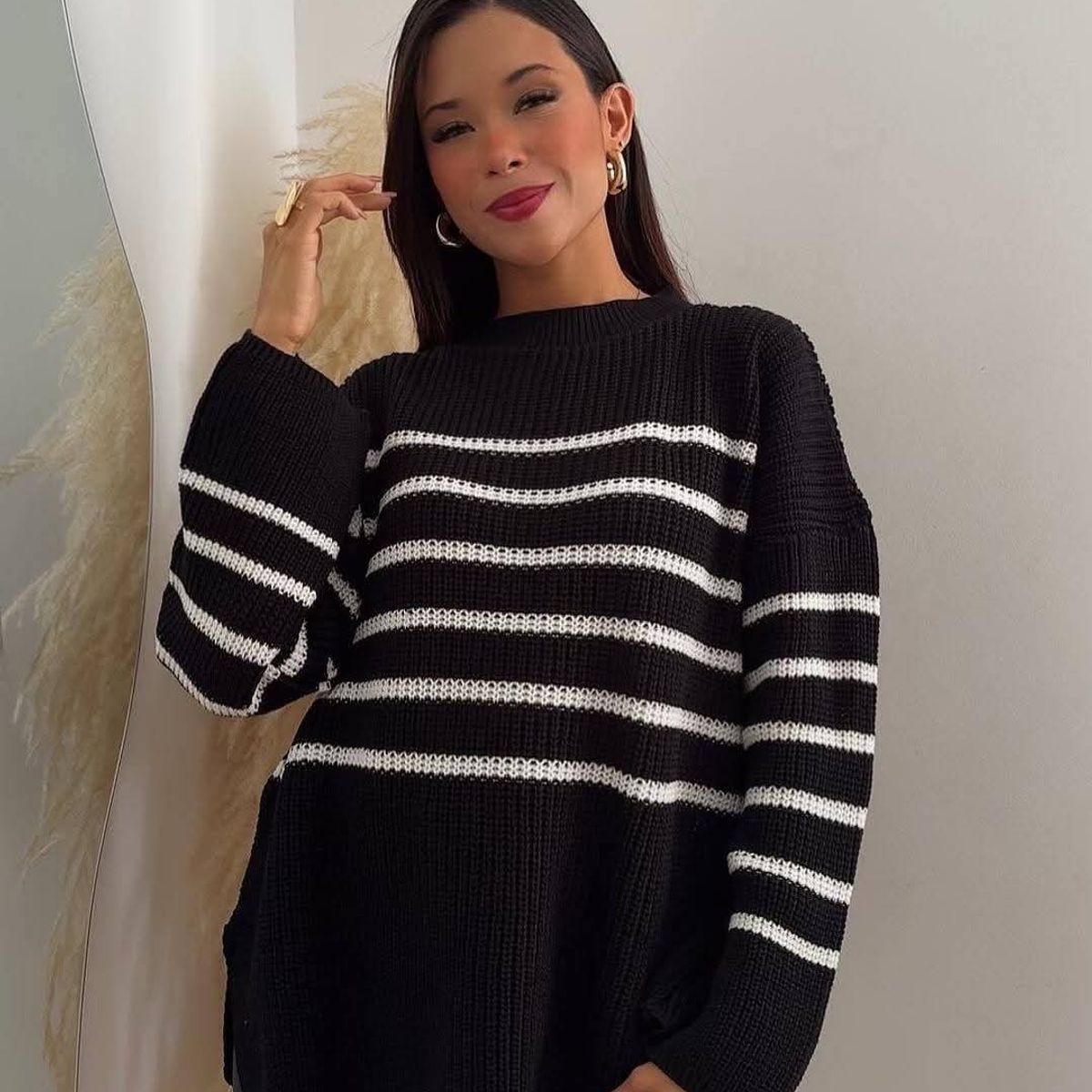 GENERICO - CHOMPA INVIERNO MANGA LARGA RAYAS MUJER