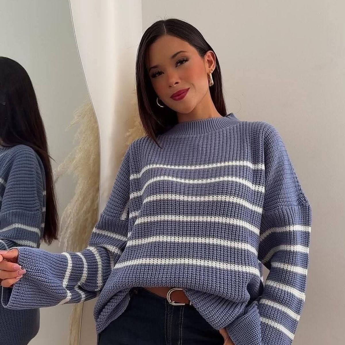 GENERICO - CHOMPA INVIERNO MANGA LARGA RAYAS MUJER