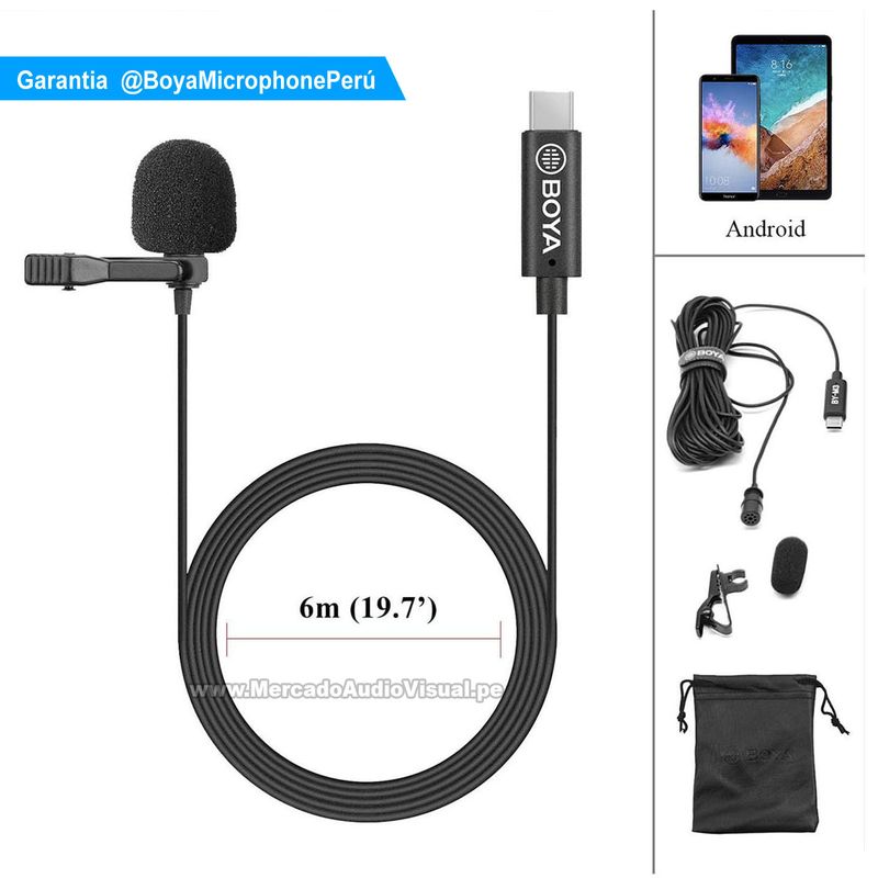 BOYA - BOYA BY-M3 Tipo-C Micrófono lavalier para SmartPhone Tablets y laptops