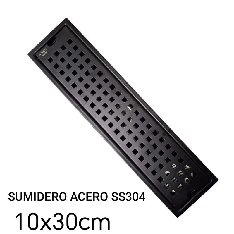 GENERICO - Sumidero Drenaje Lineal Acero Inoxidable SS304 10x30cm Negro Mate