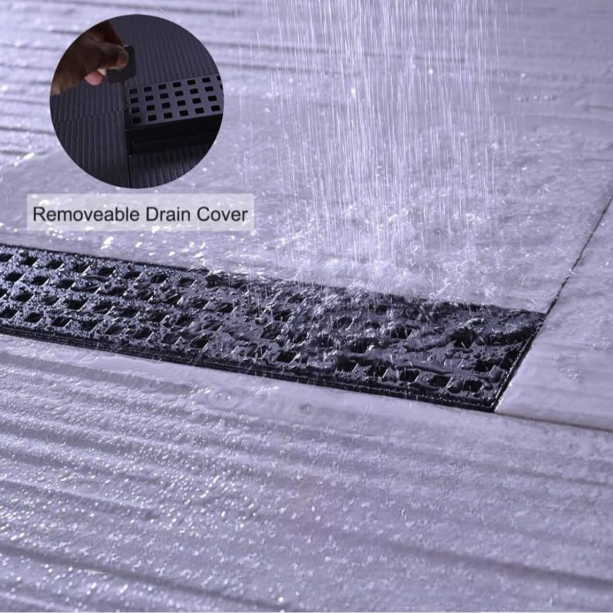 GENERICO - Sumidero Drenaje Lineal Acero Inoxidable SS304 10x30cm Negro Mate