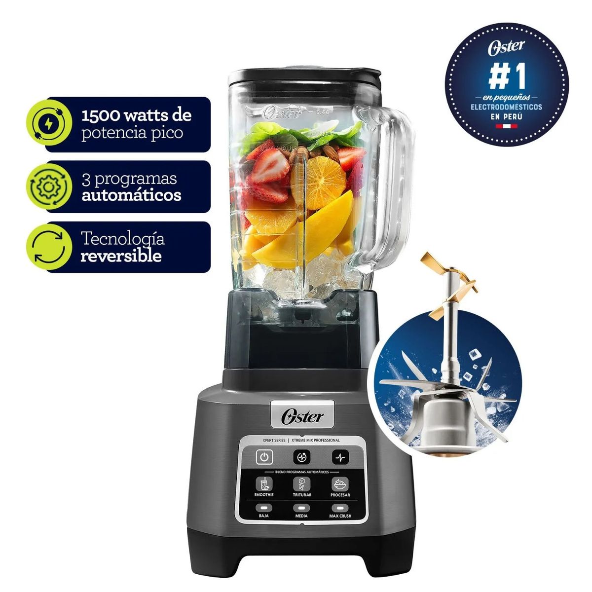 OSTER - Licuadora Xtreme Mix 2 lt Con Programas Automáticos Iblend Blstxpg-bw