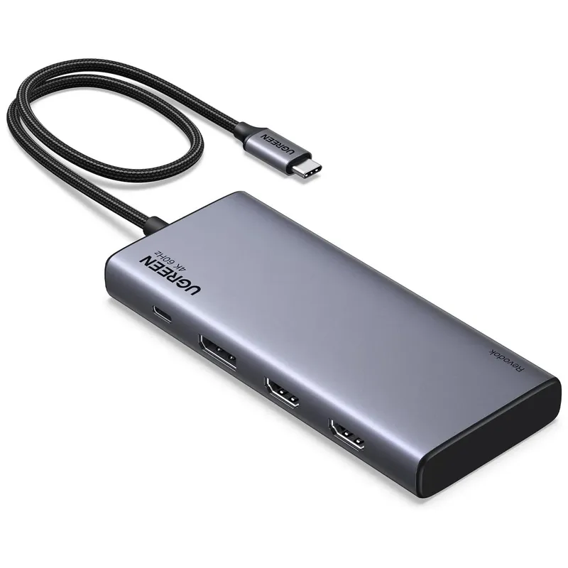 UGREEN - Ugreen Dock 8 en 1 2x HDMI 4K 1x DP USB-A USB-C 100W CM639 - 35625